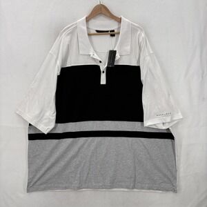 Sean John Shirt Mens 5XB White Black Gray Colorblock Polo Oversized Hip Hop Y2K